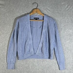 Banana Republic‎ Womens Blue Italian Linen Knit Open Front Preppy Cardigan Small